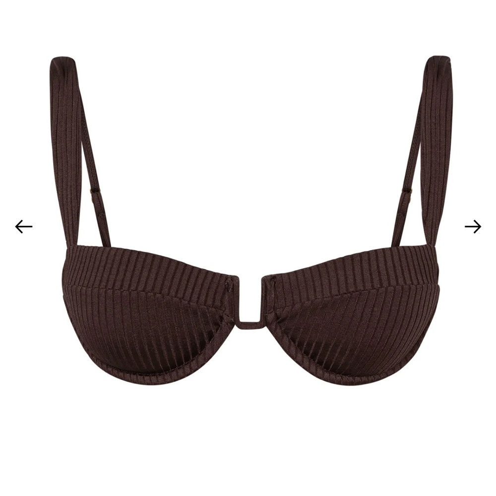NWT Monday Swimwear Cala Roja Top- Espresso Wide Rib Size Petite